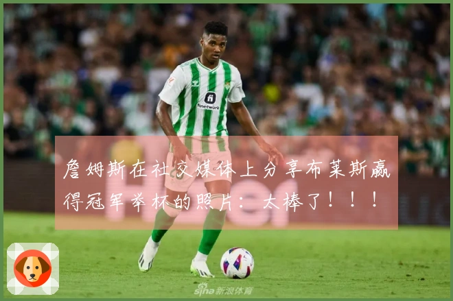 詹姆斯在社交媒体上分享布莱斯赢得冠军举杯的照片：太棒了！！！